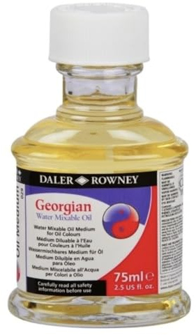 Daler-Rowney Georgian Oil Medium, Glass Jar, 2.54oz - 75 ml, Water Mixable Medium for Oil Colours