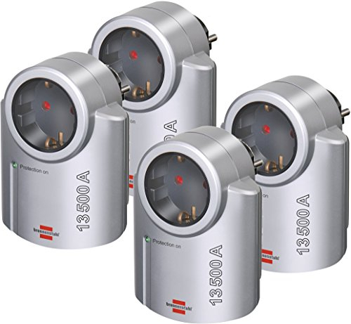 Brennenstuhl PRIMERA-Line, Adaptateur secteur avec protection contre les surtensions (adaptateur comme protection pour équipement électrique) Couleur: Argent/Noir