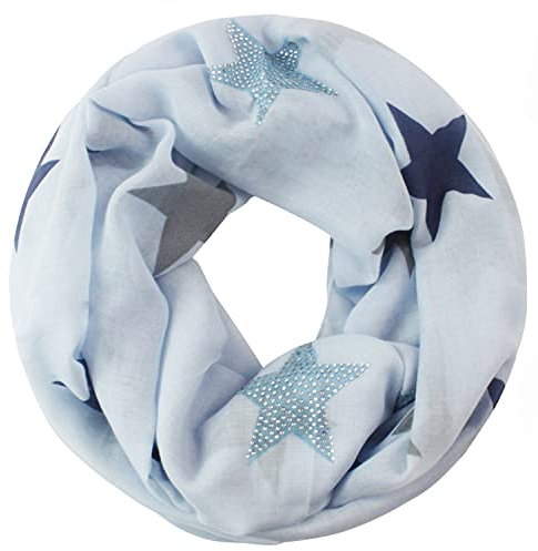 Gloop Loop schal leichterLangschal mit Sterne Muster Schlauchschal Tuch Viele Farben S201703