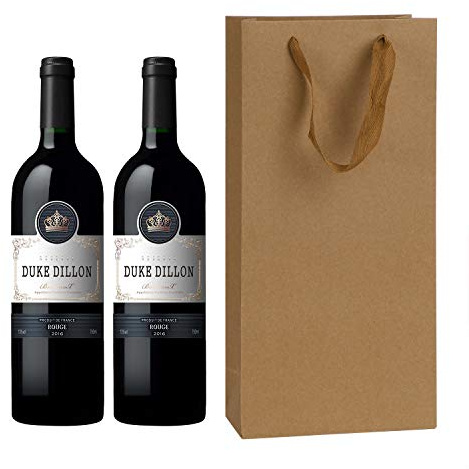 IPENNY 10 Pièces Sacs de Bouteille pour 2 Bouteilles - Sacs-Cadeaux pour Le Vin Avec Poignée - Sacs de Transport en Papier Kraft