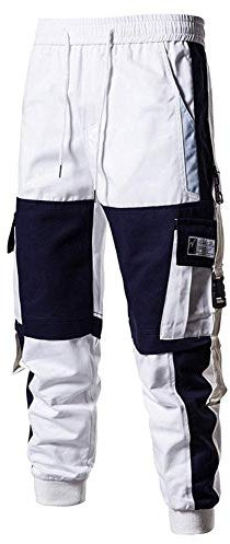 ausuky Pantalon cargo de travail pour peintres et décorateurs avec poches genouillères (blanc, XL)