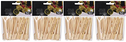 MIJOMA Set di spiedini in legno naturale, 100% bambù, robusti e stabili, perfetti per l'estate, grigliate, shish kebab e cocktail, carne, frutta, hamburger (200, 9 cm)