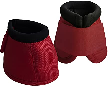 Gallopoff Equine Ballistic Overreach Bell Boots - No-Turn Horse Hoof Protection Boots (Sold in Pairs) WineRed X-Large