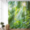ASDCXZ Duschvorhang Wald 180x200 cm, Naturlandschaft Grün Wald Sonnenschein Motiv Wasserdicht Textil Bad Duschvorhänge Waschbar Polyester Stoff Duschvorhang für Badewanne mit 12 Duschvorhang Hake