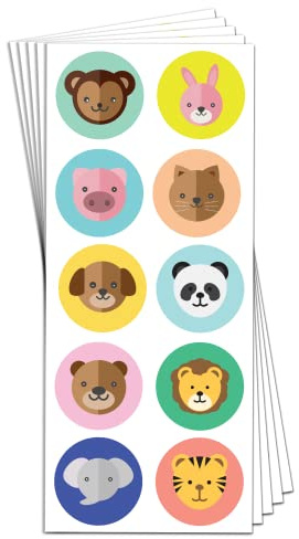 40 Sheets - Animal Stickers for Children, Party Bags - 400 Stickers, 40mm