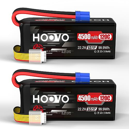 6S Lipo Akku 22,2V 4500mAh 120C RC Batterie SoftCase mit EC5 Stecker 2PCS HOOVO für 70mm 80mm 90mm EDF RC Auto LKW Buggy RC Quadcopter Hubschrauber Flugzeug Racing Drone X-Klasse Drohnenrennen