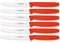 Giesser Messer - Made in Germany - 6er Set Brötchenmesser Tomatenmesser Küchenmesser Allzweckmesser Universalmesser Gemüsemesser glatter Schliff Klingenlänge 11cm (Rot - glatte Schneide)