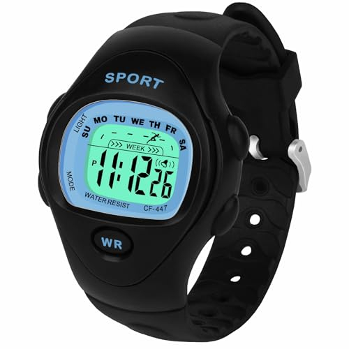 SOCICO kinderuhr Digital,Armbanduhr für Jungen Mädchen Alter 3–10 Jahren, Outdoor Sportuhr wasserdichte Kinder Uhr mit LED Licht, Wecker, Stoppuhr für Kinder Geschenk (Schwarz)