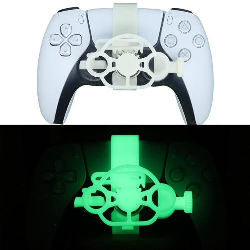 Mini Juego de Carreras Controlador de Volante para PS5 y para PS5 slim,Mini 3D Impresión Volante para PS5 y para PS5 slim Accesorios Auxiliares de Repuesto para el Mando de Juegos (Luminous Green)