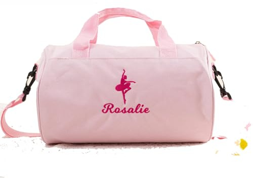 Borsa da ballo ricamata, personalizzabile, con nome e design ricamato, colori a scelta, rosa, 12.5 x 7.5 x 7.5 inches