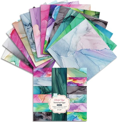 6 x 6 marmor klippbokspapper, marmorerat mönsterpapper, 15 cm 48 ark ensidig marmor Docoupage-papper, dekorativt hantverkspapper, journalföring planerare pappersblock för semester korttillverkning