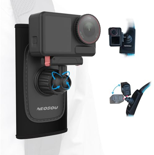 NEOSOU Support de sac à dos à 360° avec base magnétique à dégagement rapide pour DJI Action 5 Pro Action 4 3 accessoires, sangle d'épaule pour caméra d'action DJI Osmo