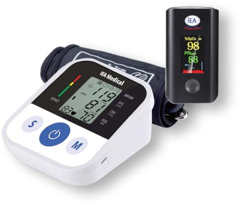 IEA Medical Bundle: Blutdruckmessgerät & Pulsoximeter, Blutdruckmessung, Pulsüberwachung & Sauerstoffsättigung in einem Set zur Gesundheitsüberwachung