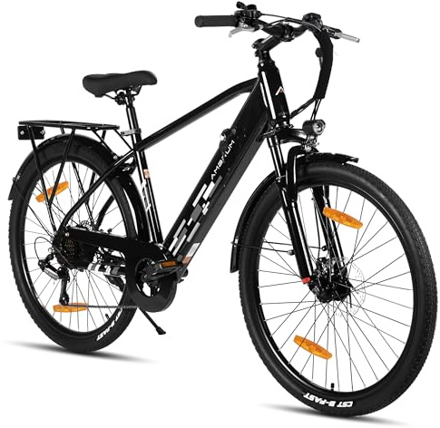 Hiland VTT électrique 26 , avec moteur de 250 W, batterie 36 V 7,8 Ah, freins à disque, 7 vitesses, vélo électrique pour homme et femme, noir