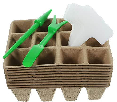 Hemobllo Pots de Germination Pulpes avec Outils de Transplantation et Étiquettes pour Plantes et Semis Intérieur