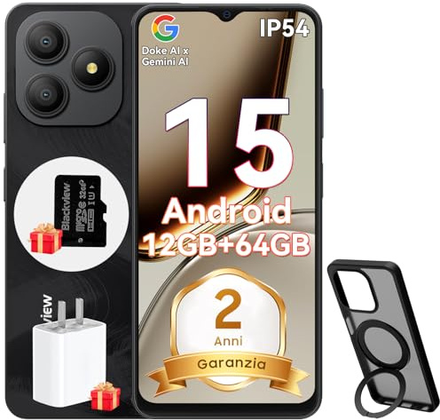 Blackview Wave 9C Telephone Portable Pas Cher avec Coque 360° Rotatif 12Go+64Go / 2To TF, 6,56 IP54 Android 15 Smartphone Débloqué 4G Dual SIM, 5000mAh 13MP Téléphone 4G, GPS,OTG, 2 Ans Garantie