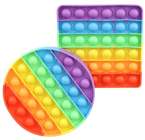 2 Pack Rainbow Pop It Fidget Toy, Popit Fidget Toys Silicon Rainbow Bubble Fidget Popper Sensory Bubble Stress Relief Anxiety for Adults for Adhd Autism Adults Learning and Educational