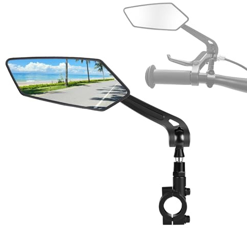 Specchietto retrovisore sinistro per bicicletta – pieghevole e girevole a 360°, specchietto retrovisore universale per bicicletta/e-bike/mountain bike con visione senza distorsioni, facile da montare