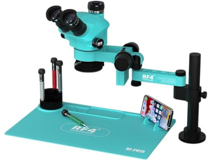 Microscopio trinocular estereoscópico con Brazo articulado de rotación 360°, Soportes para reparación de PCB y Soldadura de teléfonos, cámara termográfica 4K C39 (7050PR0-F019-Sin cámara)