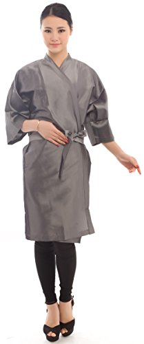 PERFEHAIR Bata de peluquería para cliente estilo kimono, Capa para peluquería – 109cm de largo (Gris)