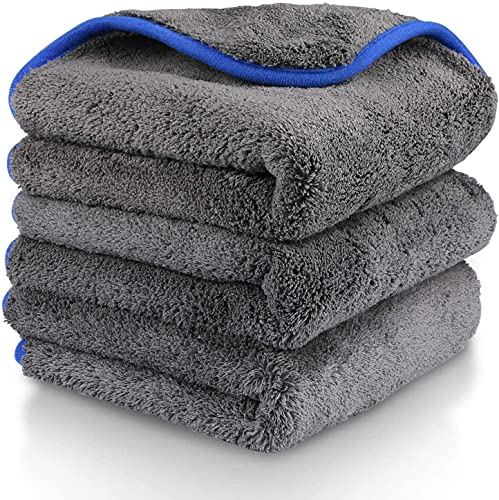 Fixget AM0032 1200 GSM 3 Piece Microfibre Drying Towel Cleaning Detailing Kitchen Cleaning Cloths Wax and Sealing Removal, Perfect for Car Washing & Varnishing 40 x 40 cm, 1200GSM