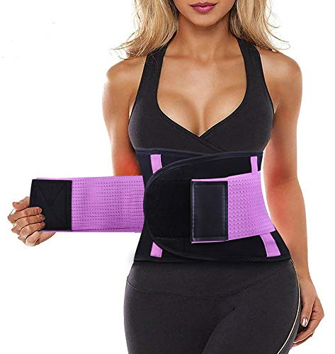 SIHOHAN Bauchweggürtel, Schwitzgürtel Fitness Gürtel, Verstellbarer Taille Trimmer Gürtel Fitnessgürtel, Waisttrainer Taillenformer, Bauchgürtel für Herren und Damen（Violett, M）