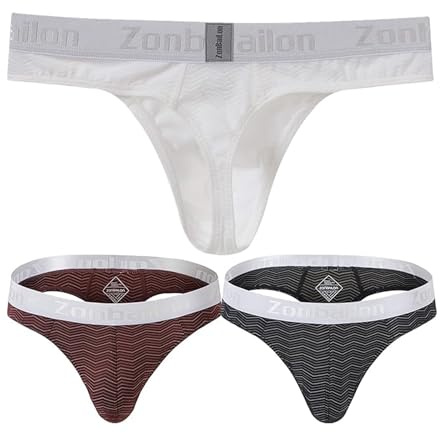 ZONBAILON Sexy Herren-Stringtanga, Unterwäsche, G-String, Ausbuchtung, Balltasche, T-Rücken, weich, dehnbar, Größe M, L, XL, XXL, 3XL, Mehrfarbig/Meereswellen (Ocean Tides), X-Large