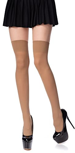 Romartex Women Girl Thigh High Socks Overknee Over the Knee High Socks Stockings, Latte Caffe