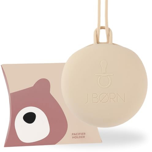 J.Børn Silikon Schnulleretui | Silikon Schnullerbox für unterwegs | Leicht zu reinigender Schnullerhalter | Schnulleraufbewahrung | Schnullerhalterbox für bis zu 3 Schnuller (Vanilla)
