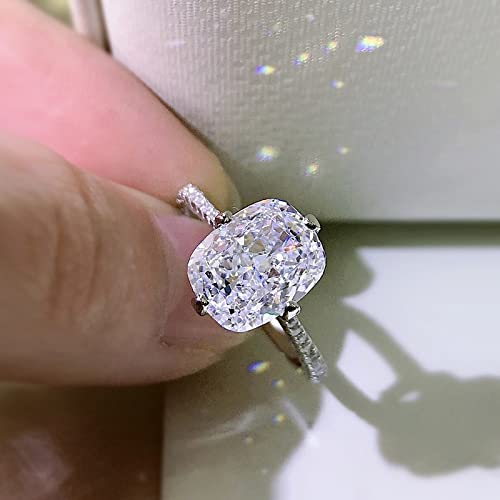 100% 925 Sterling Silber 8×10mm High Carbon Diamon Ice Flower Cut Ringe Für Frauen Funkelnde Hochzeit Edlen Schmuck 6