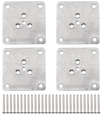 INCREWAY Mounting Plates, 4Pcs Heavy Duty Sofa Leg Mounting Plates Flat Durable Steel Furniture Leg Attachment Plates with Screws for Sofa Couches Chair Seats