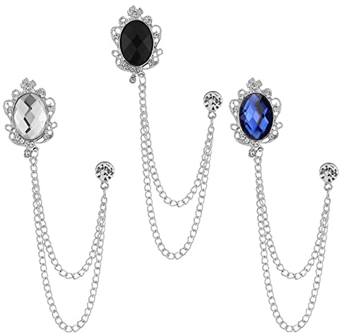 Maigendoo Lot de 3 broches épinglettes avec pampilles - Chaînes - Pour chemisiers - Accessoires de vêtements