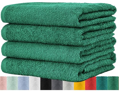 BaSaTex - Set di asciugamani per la casa e gli ospiti, confezione da 4 asciugamani in spugna con passante in morbido cotone 50 x 100 cm – Asciugamani per bagno certificato Öko-Tex Standard 100 –