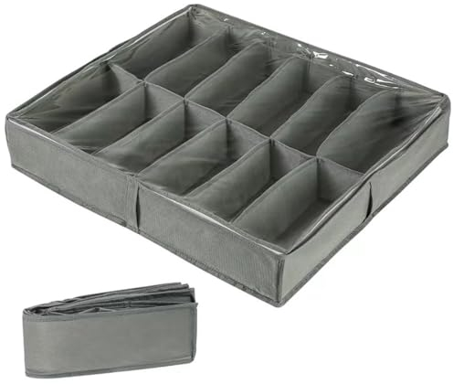 GJIE Under Bed Shoe Storage Organiser, Folding Under Bed Shoe Box with Transparent Lid Fits 12 Pairs Total - Underbed Storage Solution (1 Pcs)