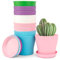 Plastic Planters,10PCS 10cm Matt Plastic Plant Pots Planter + Saucer Tray Deco,Colorful House Plant Pots with Drainage Hole,for Seedlings Miniature Plants Indoor Garden Office Balcony Decoration