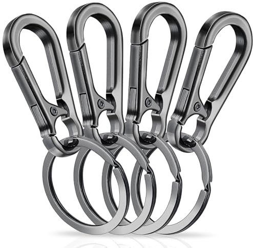 GEEHUA 4 portachiavi in metallo resistente, moschettone in lega di zinco con portachiavi, clip a sgancio rapido, portachiavi in acciaio inox, organizer per chiavi auto, gancio per chiavi per uomini
