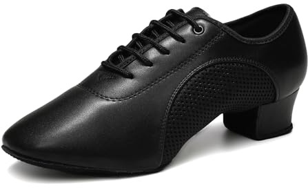 YCALCP Donna Scarpe da Ballo Latino Chiusa Lace-up Moderna Tango Salsa Pratica, Modello LHD2801, Nero, Tacco 3,5 cm, 39 EU