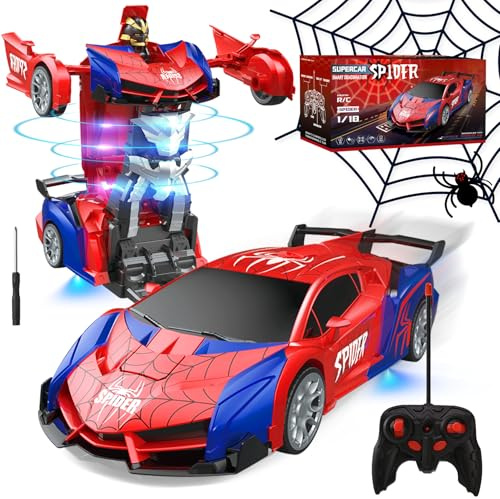 DAOUZL Spider Auto Telecomandata, 2.4GHz Macchina Telecomandata Robot Transformers con Telecomando, Auto Robot RC Rotazione 360° per Bambini Compleanno Regali di Natale 3 4 5 6 7 8+ Anni