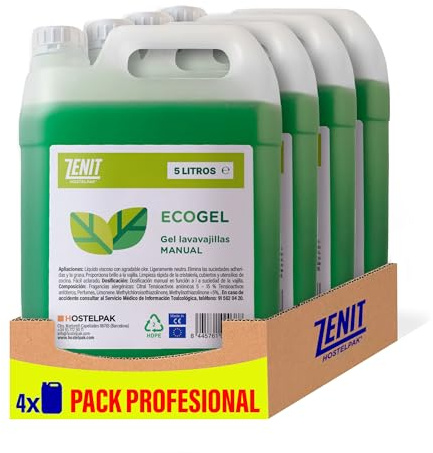 Detegrente lavavajillas manual | lavavajillas a mano | detergente liquido (5 l (Paquete 4), EcoGel)