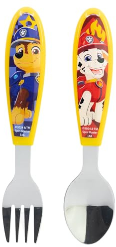 SET DE 2 CUBIERTOS METALICOS (CUCHARA Y TENEDOR) PAW PATROL BOY RESCUE PUPS