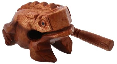 ibasenice Holzfrosch Musikinstrument Froschförmiges Schlagfrosch Zubehör Tierinstrument Frosch Sound Maker Dekoration Für Schreibtisch Spielzeug Halloween Figuren