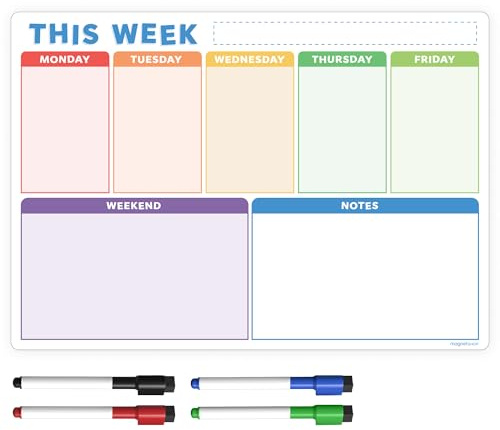 TMS Magnetic Monthly Calendar, Weekly Planner and Daily Organiser for School, Home and Office | Track Chores, Homework, Meetings, Appointments