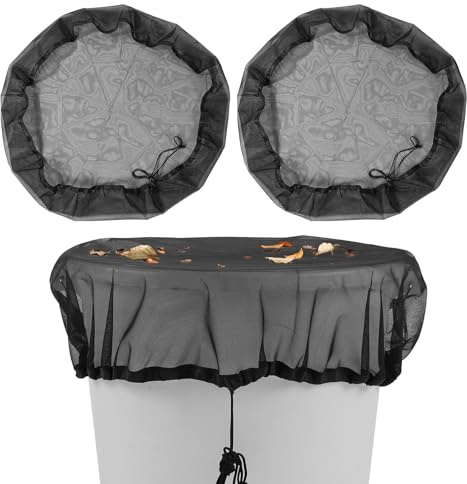 Prasacco 2 unidades de red para barriles de lluvia, 95 cm, red negra de poliéster ajustable, cubierta con cordón de tracción, red de protección para proteger contra el viento, mosquitos, hojas