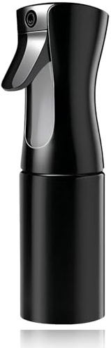 GAJUS 1PCS Botella Pulverizadora de Agua, A Prueba de Fugas con Pulverizador Fino, Ideal para Peinar y Limpiar el Cabello, Rellenable para Plantas, Hogar y Viajes (Negro, 200 ml)