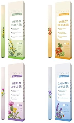 Herbal diffuser penna, 4 stycken örtpurifier, ört-lungrengörare, naturlig inhalator stick för Breathing Ease, diffusorer Pen oral förfriskning, rengöring kropp myntaextrakt andning