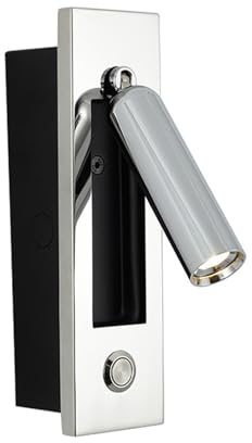 Lámpara de lectura empotrada para montaje en pared, LED de 3 W, blanco cálido 3000 K, rotación de 350°, plegable de 90°, diseño integrado con cableado
