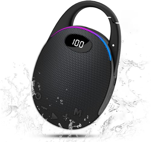 Portable Bluetooth Speaker, Mini Outdoor Bluetooth Speakers with HD Sound, LED Power Display, Big Pro Sound with Punchy Bass,Integrated Carabiner, 25H Playtime, RGB, TWS ,For Outdoor/Party/Travel