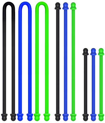 9Pcs Silicone Cable Tie, Steel Cord Twist ties, Organizer
