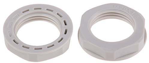 RS PRO Contre-écrou M20 Nylon 66 Gris IP68 Paquet de 25