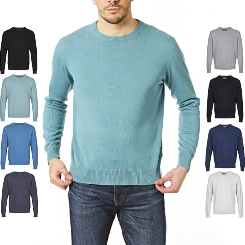 Castle Point CSPKNT003 Men's Cotton Jumper Pullover Sweater, Crew Neck, Moss, XL